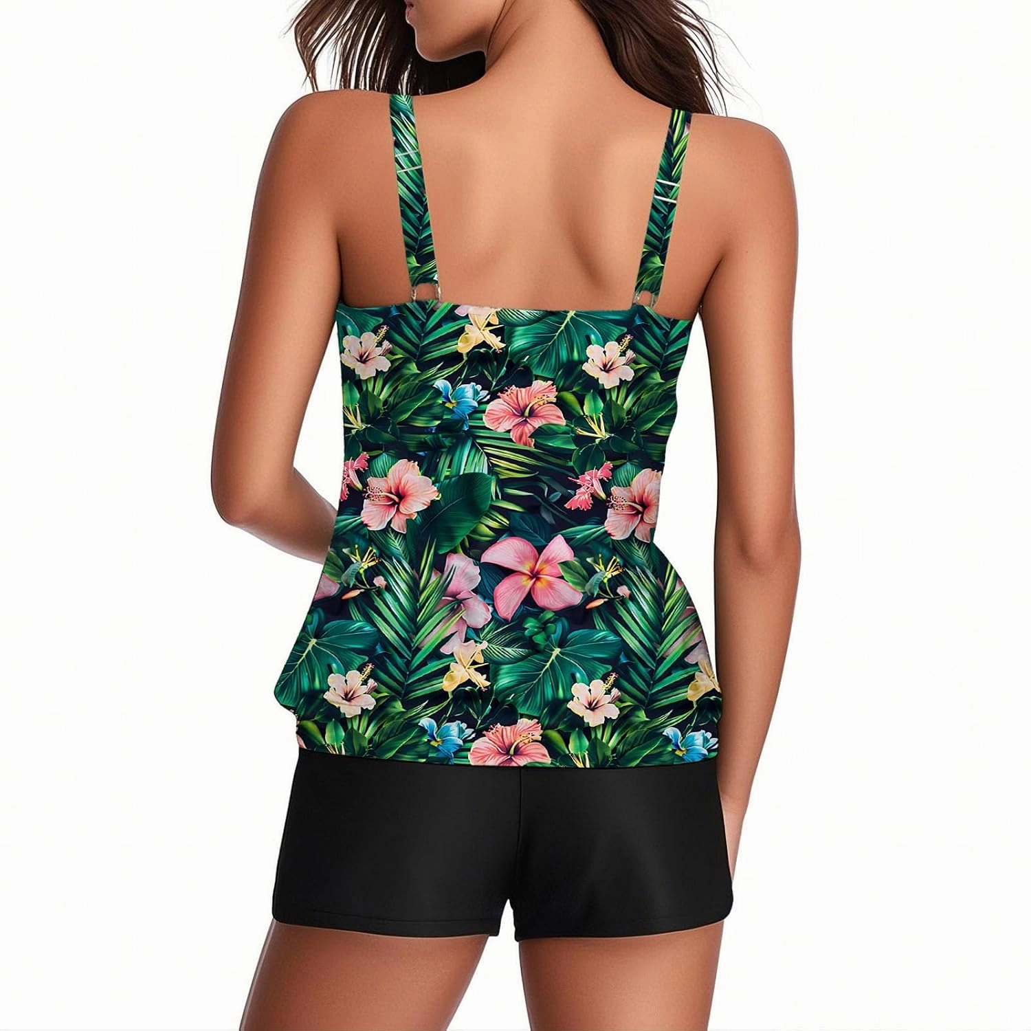 Tankini Swimsuits for Women Two Piece Bathing Suits Summer Bikini Swim Tank Top with Graphic Boyshorts Swimwear Sets