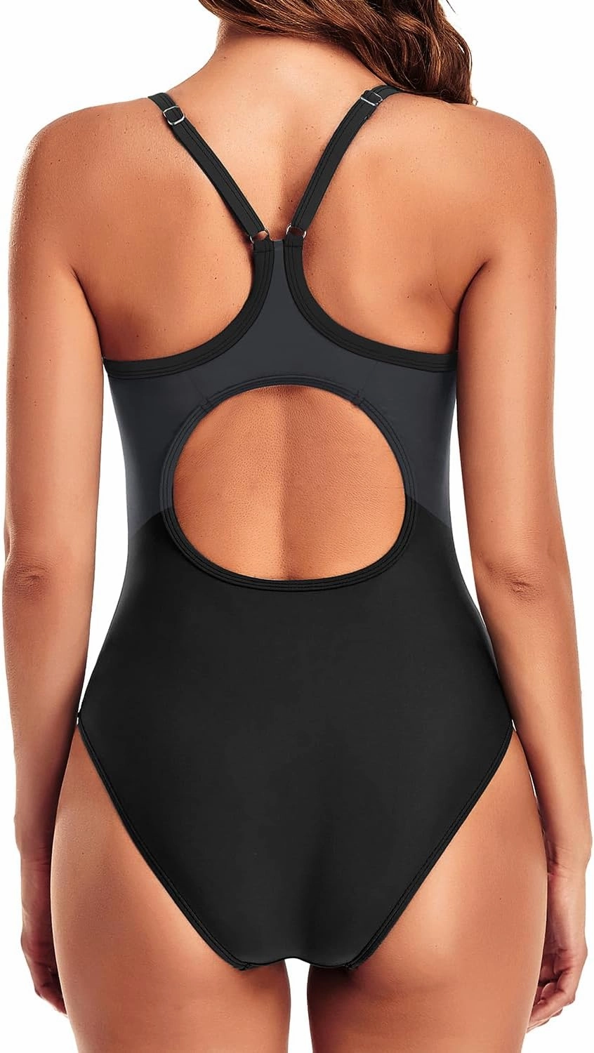 Tempt Me Athletic One Piece Swimsuits for Women Training Sport Tummy Control Bathing Suits