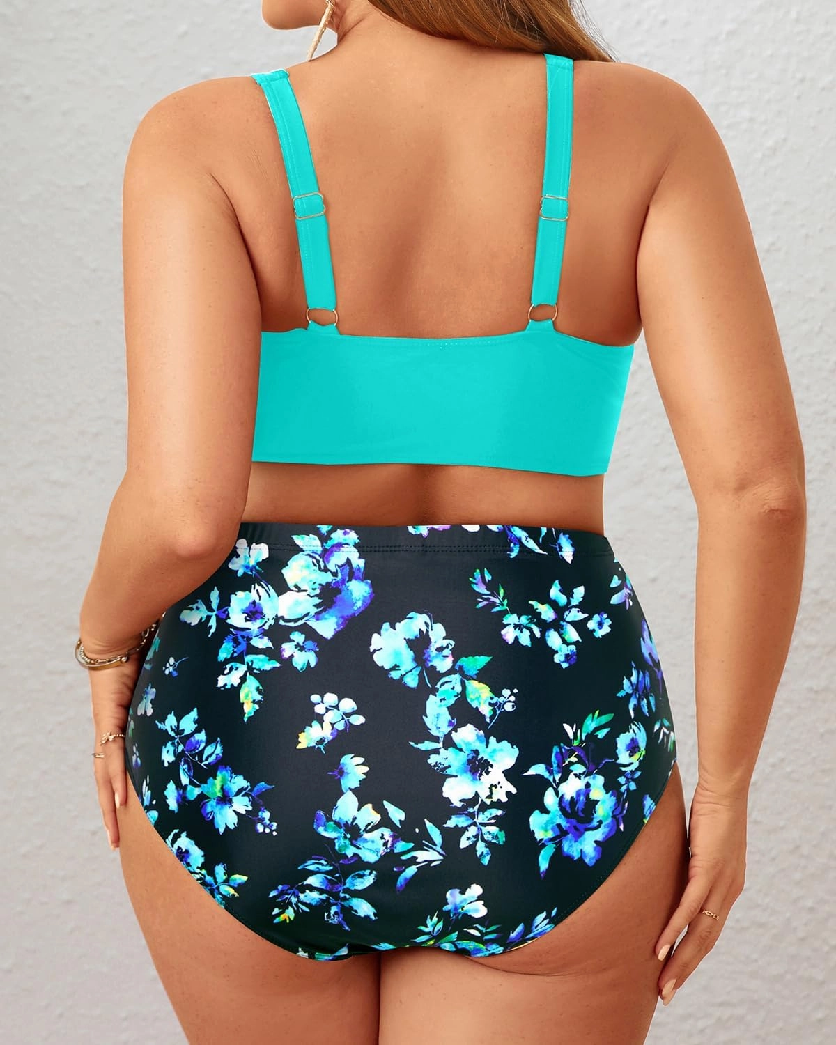 Tempt Me Plus Size Two Piece Swimsuit - High Waisted Bikini Set Tummy Control Bathing Suits for Women