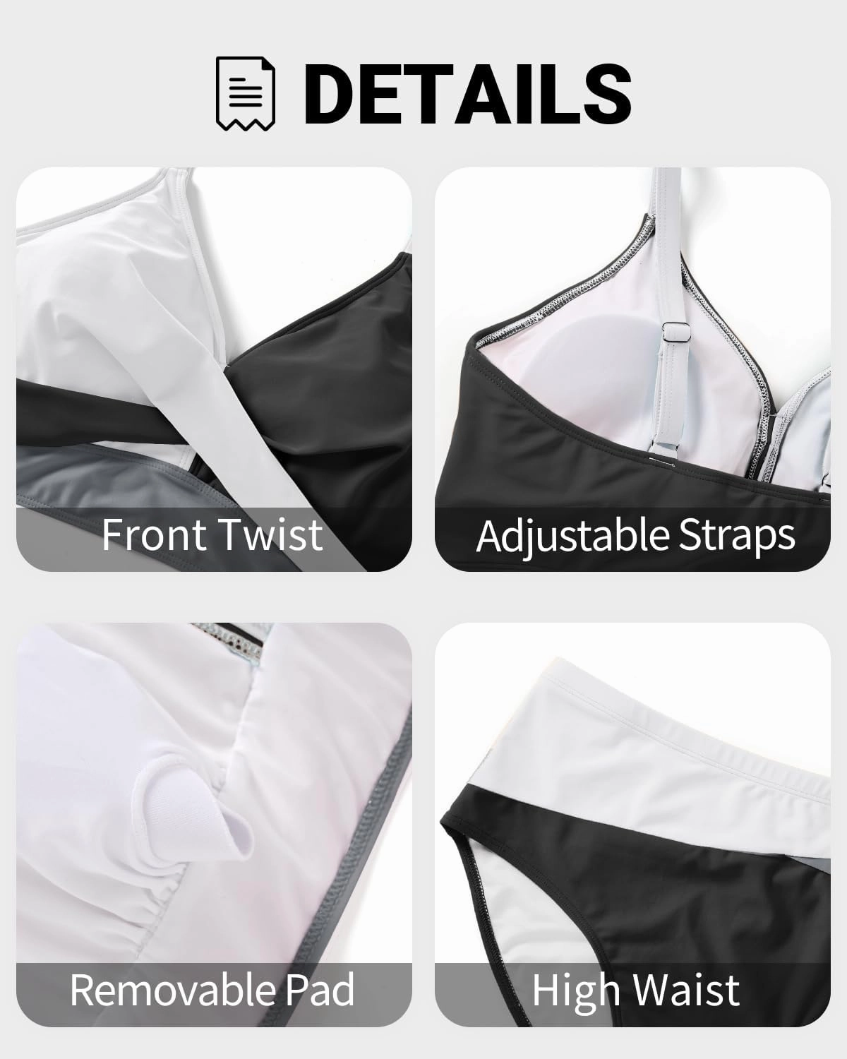 Tempt Me Plus Size Two Piece Swimsuit - Women High Waisted Bikini Set Tummy Control Bathing Suits