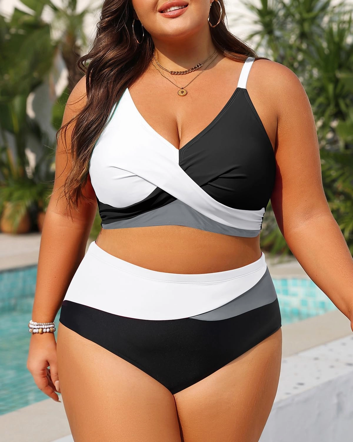 Tempt Me Plus Size Two Piece Swimsuit - Women High Waisted Bikini Set Tummy Control Bathing Suits