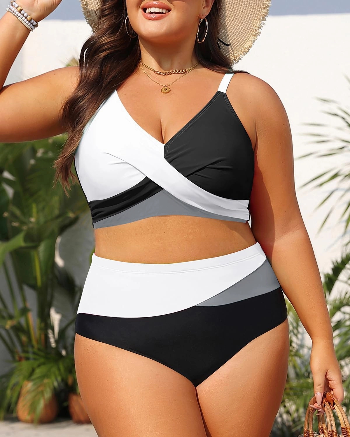 Tempt Me Plus Size Two Piece Swimsuit - Women High Waisted Bikini Set Tummy Control Bathing Suits