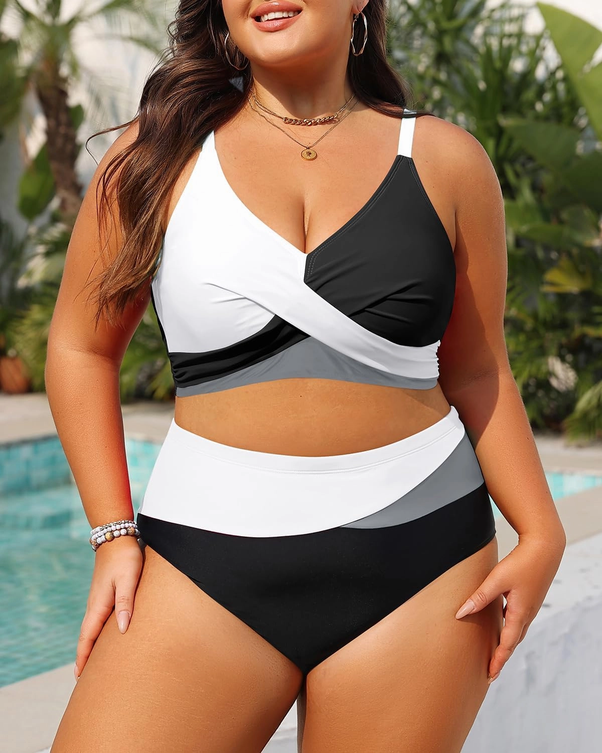 Tempt Me Plus Size Two Piece Swimsuit - Women High Waisted Bikini Set Tummy Control Bathing Suits