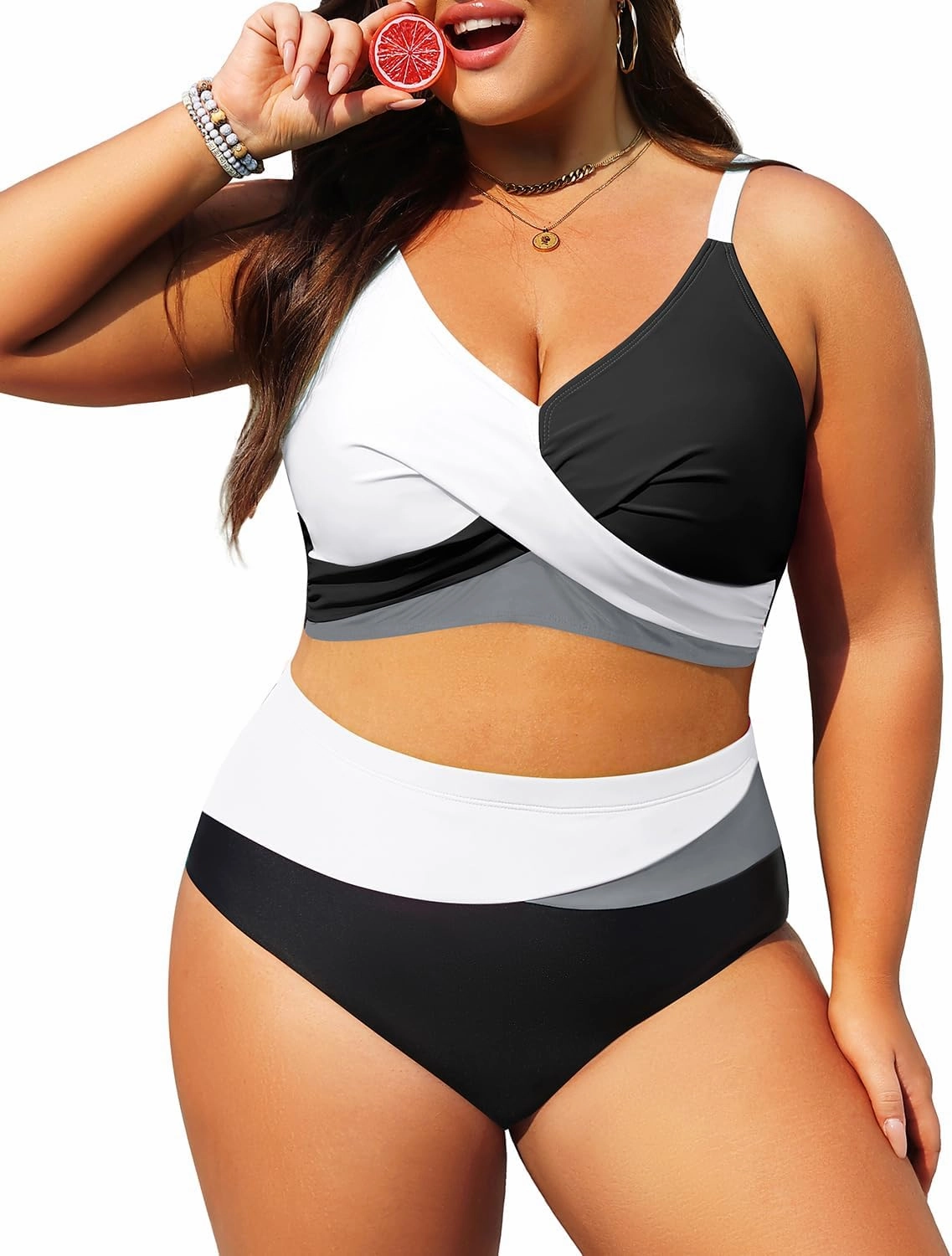 Tempt Me Plus Size Two Piece Swimsuit - Women High Waisted Bikini Set Tummy Control Bathing Suits