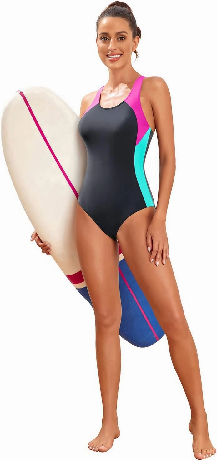 Tempt Me Women Athletic One Piece Swimsuits Sporty Racerback Bathing Suits Full Coverage Modest Swimwear