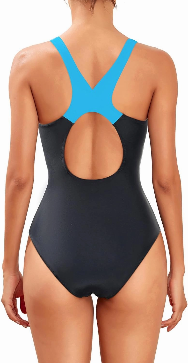 Tempt Me Women Athletic One Piece Swimsuits Sporty Racerback Bathing Suits Full Coverage Modest Swimwear