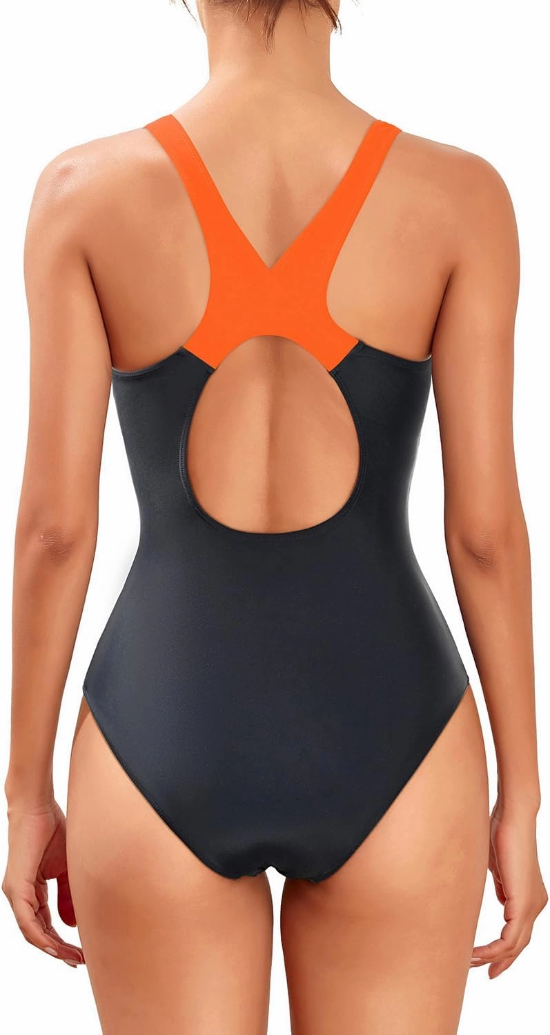 Tempt Me Women Athletic One Piece Swimsuits Sporty Racerback Bathing Suits Full Coverage Modest Swimwear