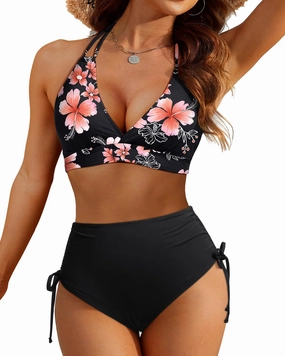 Tempt Me Women High Waisted Bikini Set Two Piece Push Up Bathing Suits Halter Swimsuits with Bottoms