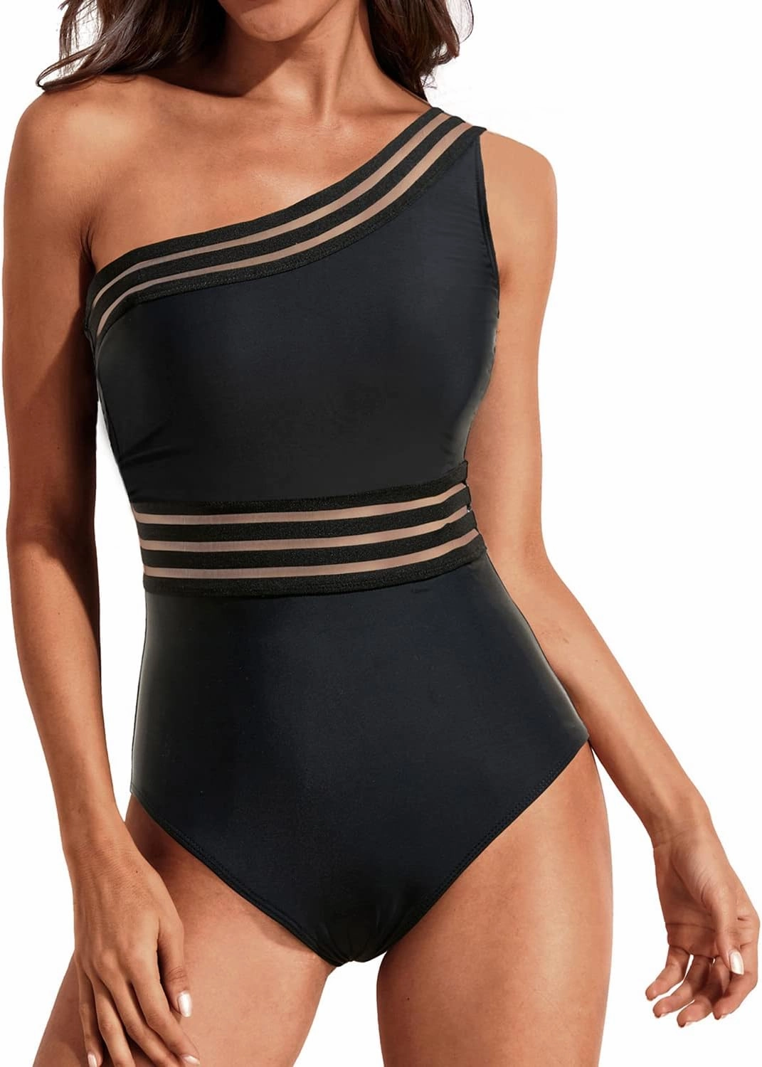Tempt Me Women One Piece Swimsuits Tummy Control One Shoulder Bathing Suits Ruffle Swimwear