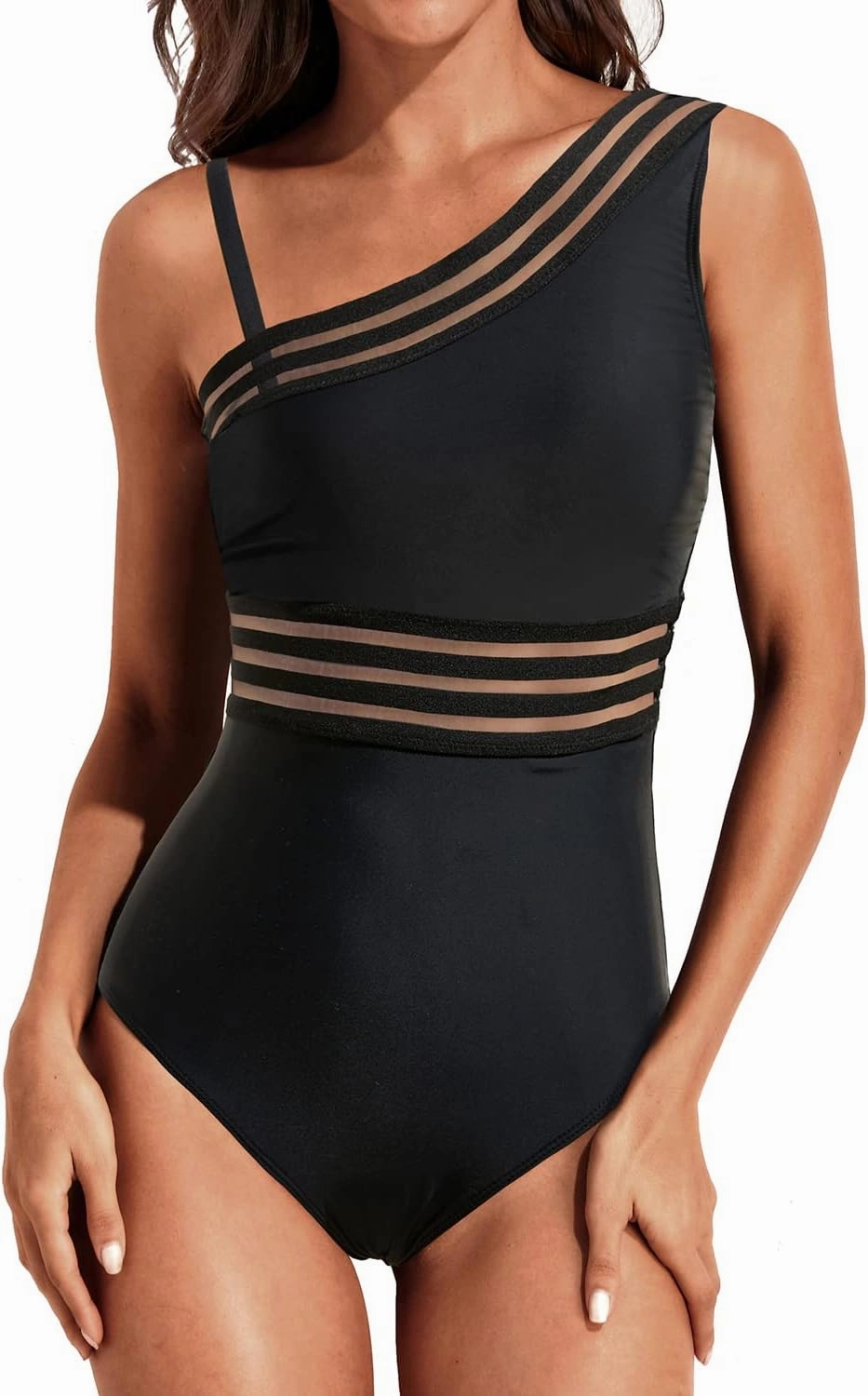 Tempt Me Women One Piece Swimsuits Tummy Control One Shoulder Bathing Suits Ruffle Swimwear