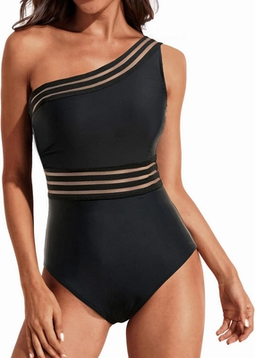 Tempt Me Women One Piece Swimsuits Tummy Control One Shoulder Bathing Suits Ruffle Swimwear