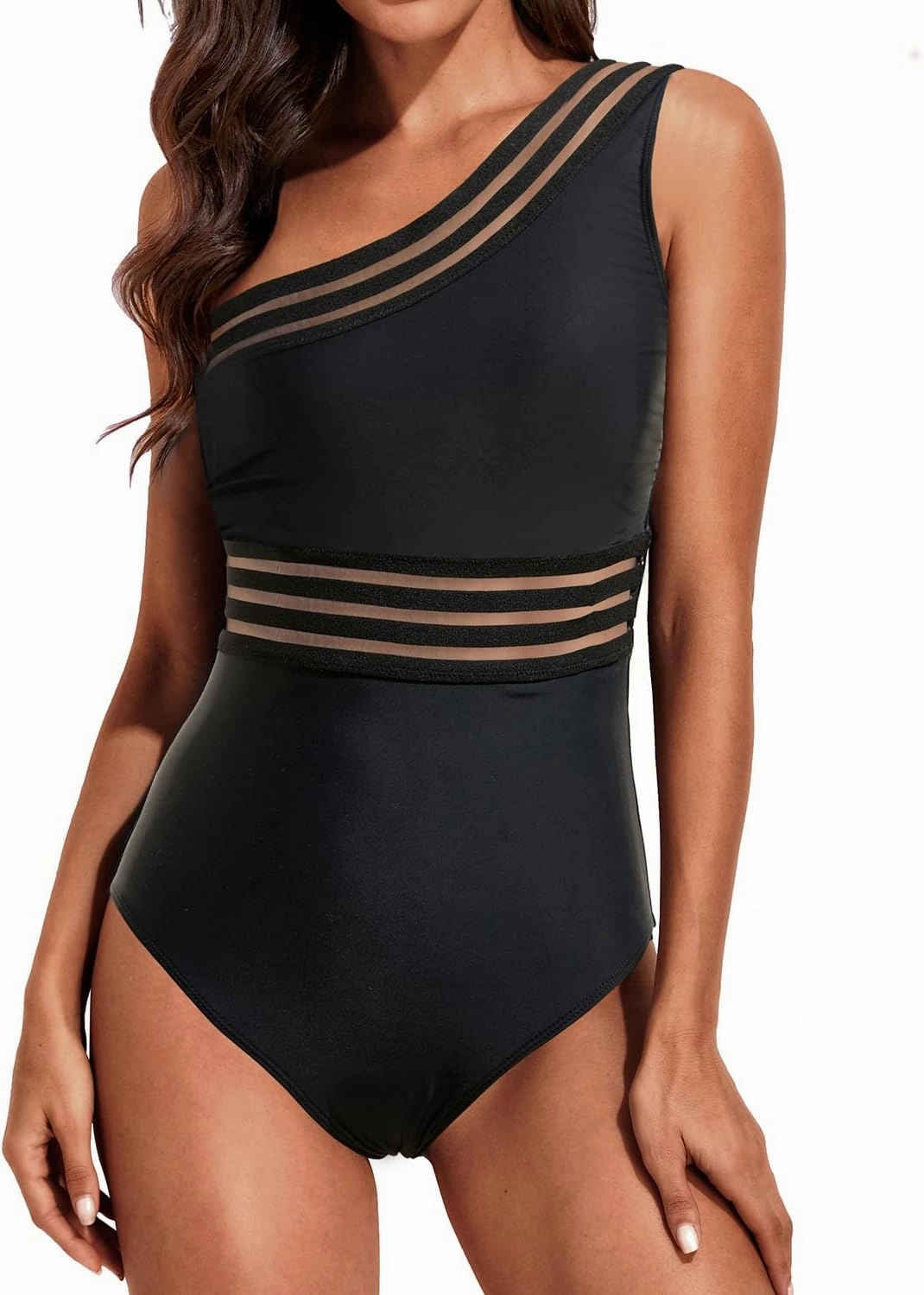 Tempt Me Women One Piece Swimsuits Tummy Control One Shoulder Bathing Suits Ruffle Swimwear