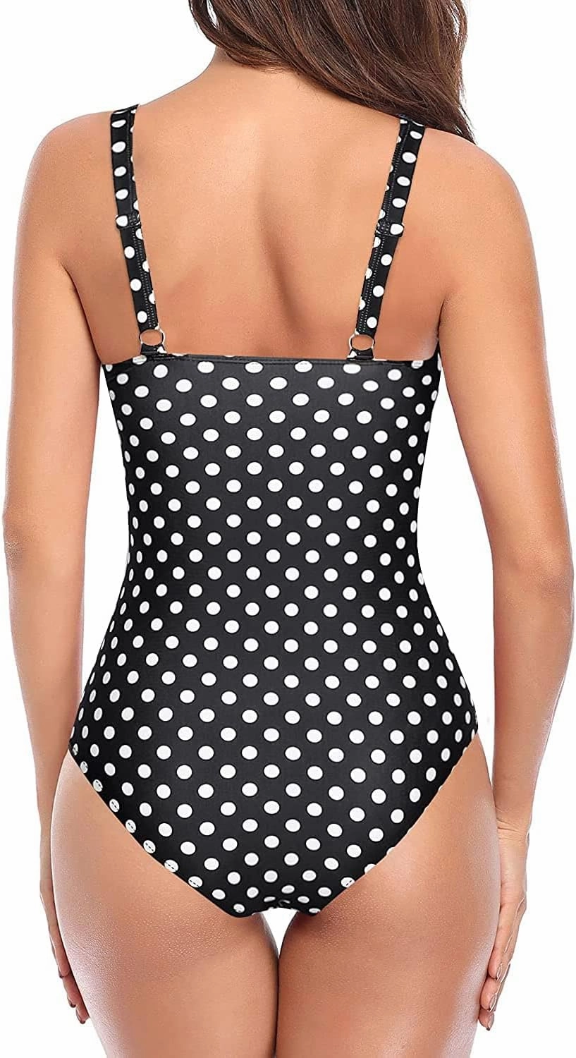Tempt Me Women Ruched Slimming One Piece Swimsuits Tummy Control Vintage Bathing Suits