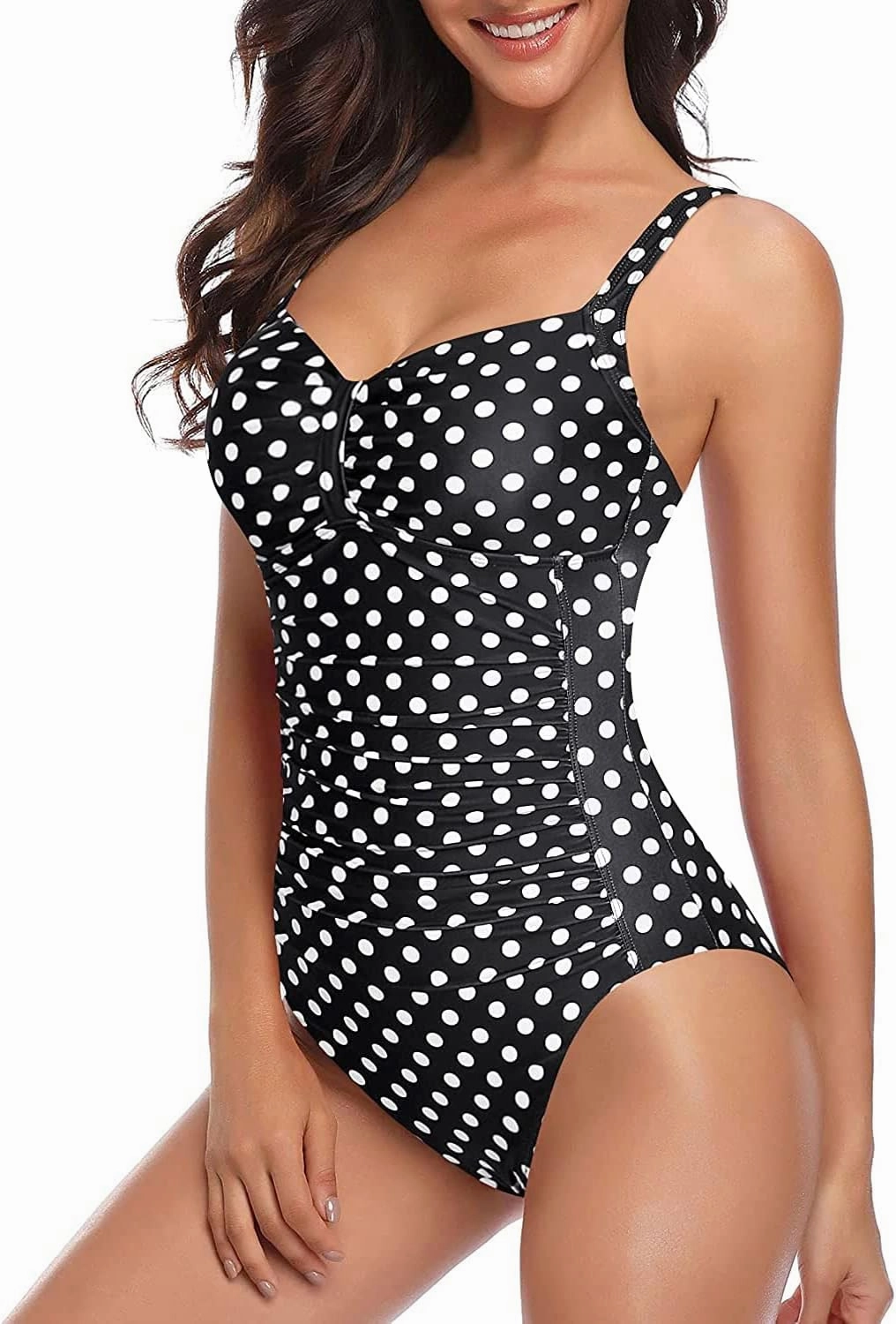Tempt Me Women Ruched Slimming One Piece Swimsuits Tummy Control Vintage Bathing Suits