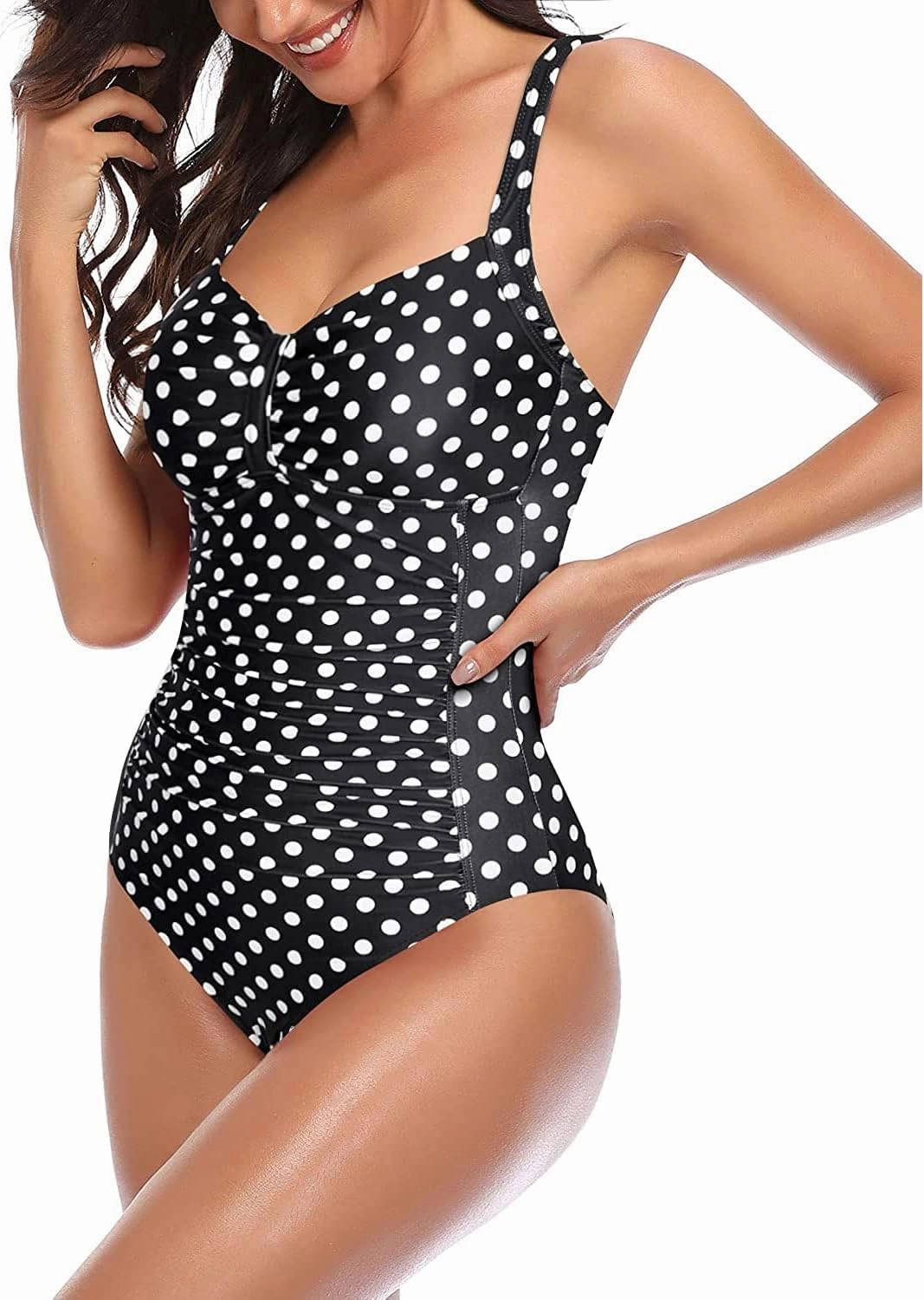 Tempt Me Women Ruched Slimming One Piece Swimsuits Tummy Control Vintage Bathing Suits
