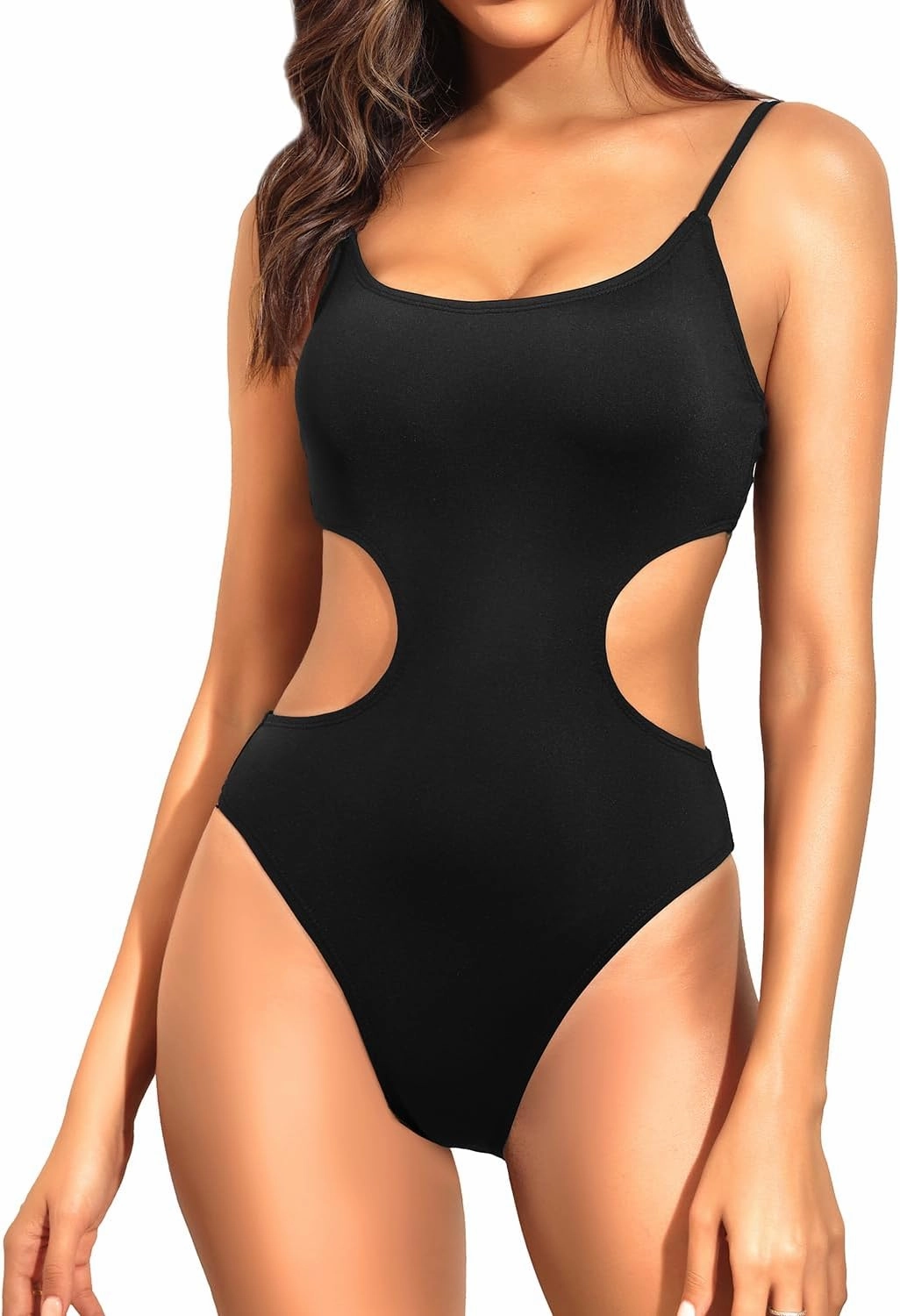 Tempt Me Women's Cutout One Piece Swimsuits High Cut Monokini Scoop Neck Bathing Suit