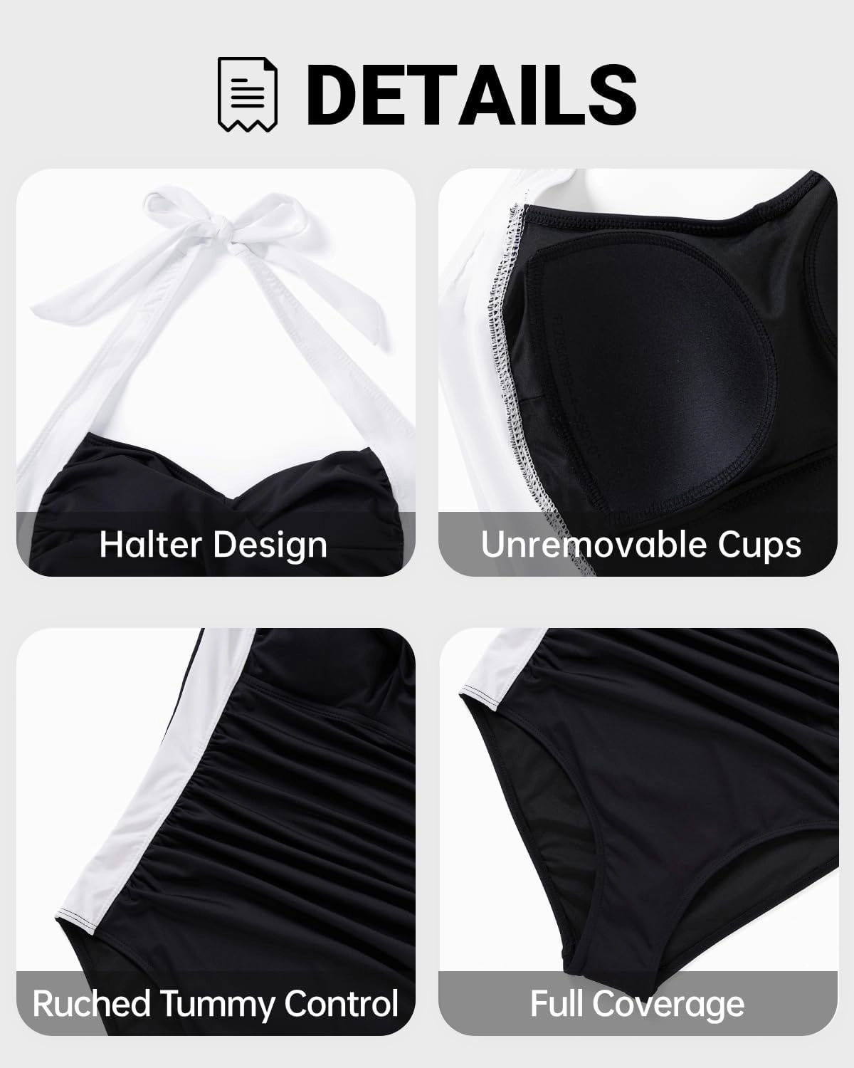 Tempt Me Women Tummy Control One Piece Swimsuits Push Up Slimming Bathing Suits Halter Vintage Swimwear
