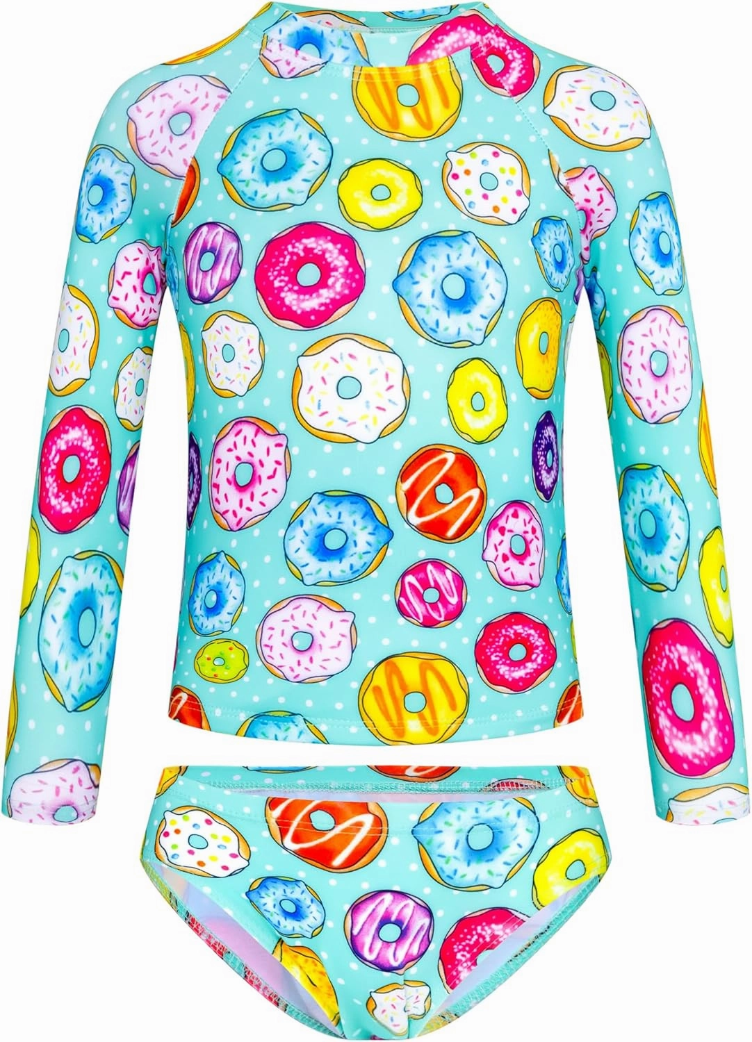 TENVDA Girls Swimsuit Long Sleeve Rash Guard Sets UPF 50  Two Piece Bathing Suits Size 3-12 Years