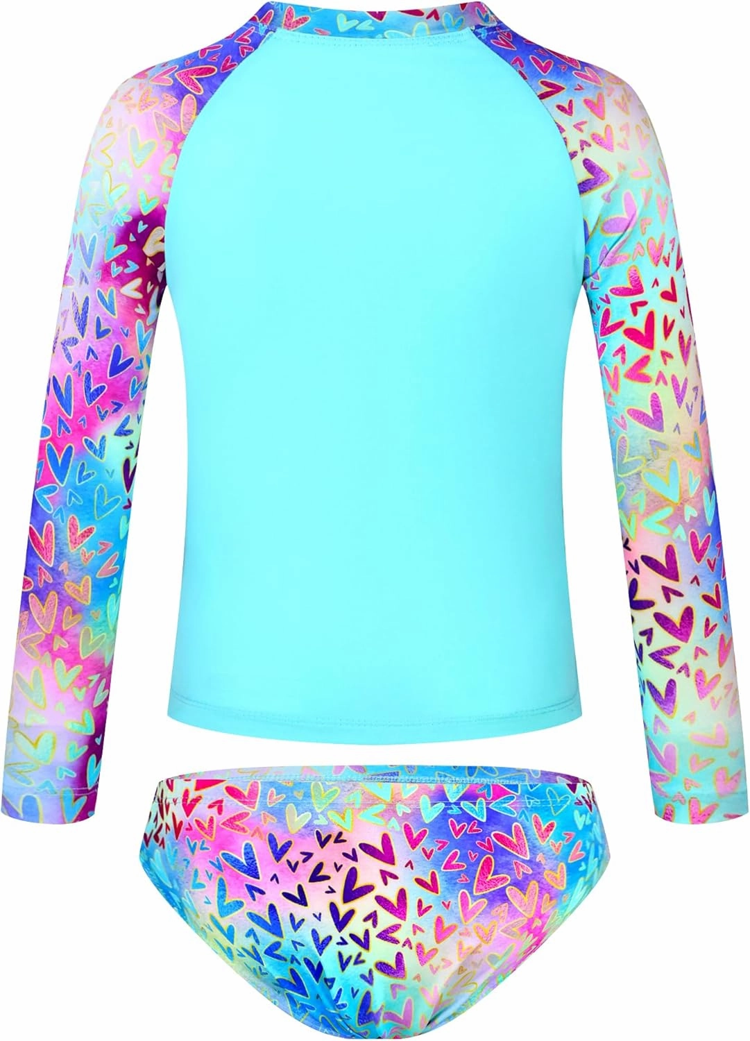 TENVDA Girls Swimsuit Long Sleeve Rash Guard Sets UPF 50  Two Piece Bathing Suits Size 3-12 Years