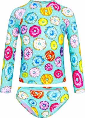 TENVDA Girls Swimsuit Long Sleeve Rash Guard Sets UPF 50  Two Piece Bathing Suits Size 3-12 Years