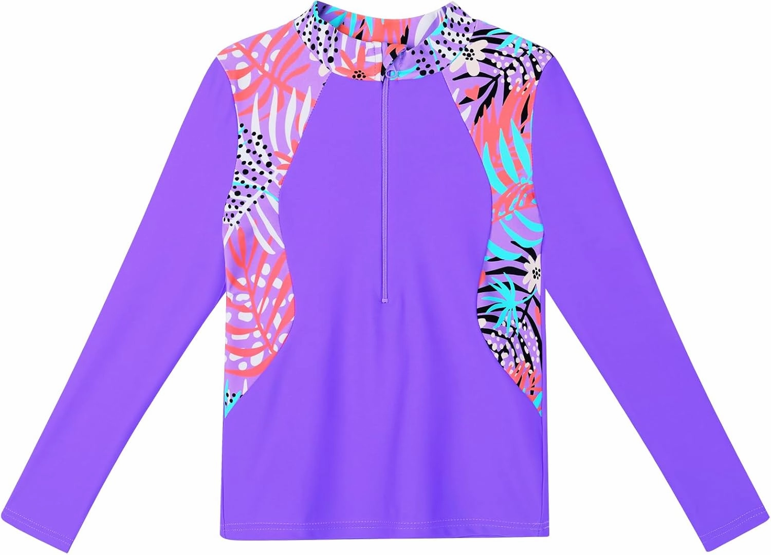 TFJH E 2PCS Girls Long Sleeve Swimsuit UV 50  Rashguard Tankini Set Kids Swimwear Zipper 3-12Y