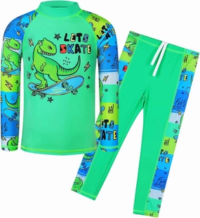 TFJH E 2PCS Kids Boys Long Sleeve Swimsuit UPF 50  UV Sun Protective Swimwear