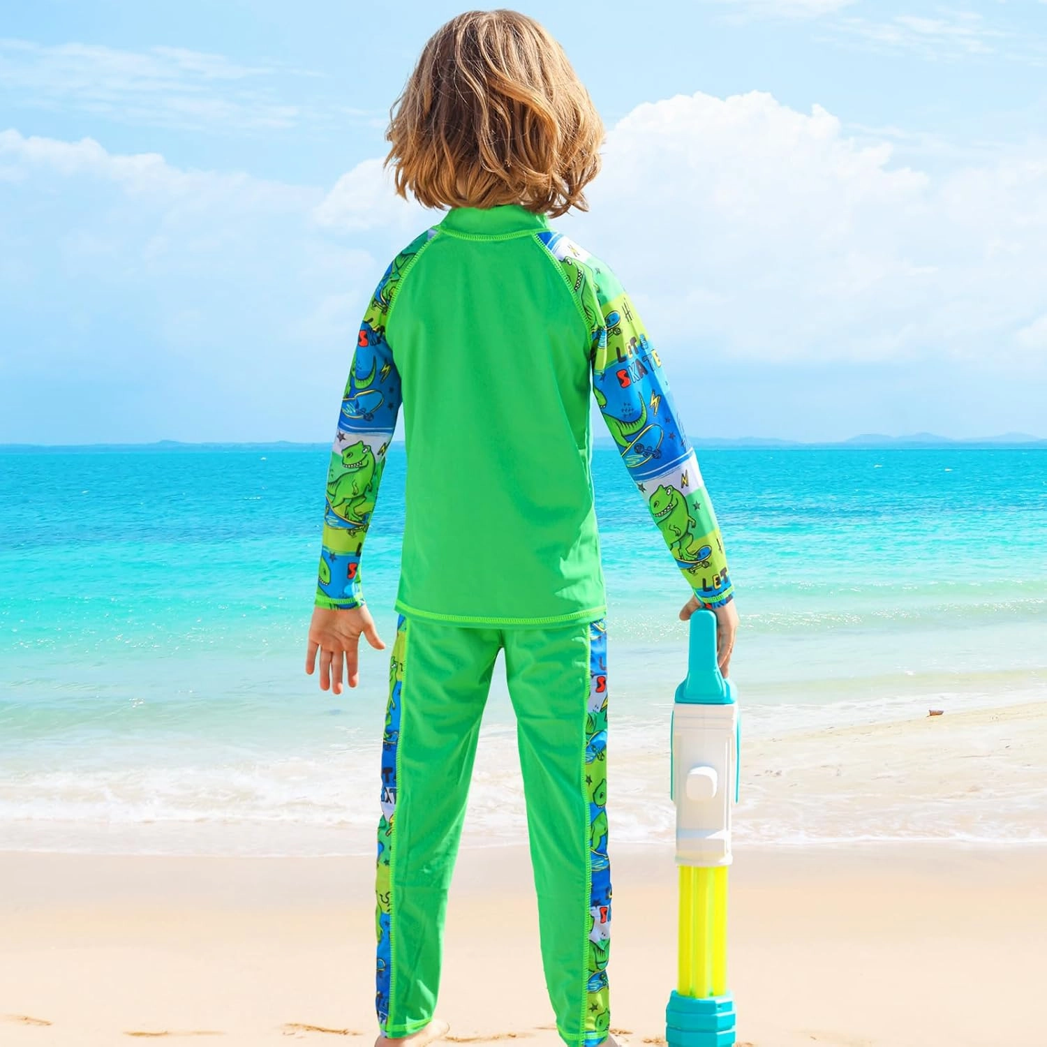 TFJH E 2PCS Kids Boys Long Sleeve Swimsuit UPF 50  UV Sun Protective Swimwear