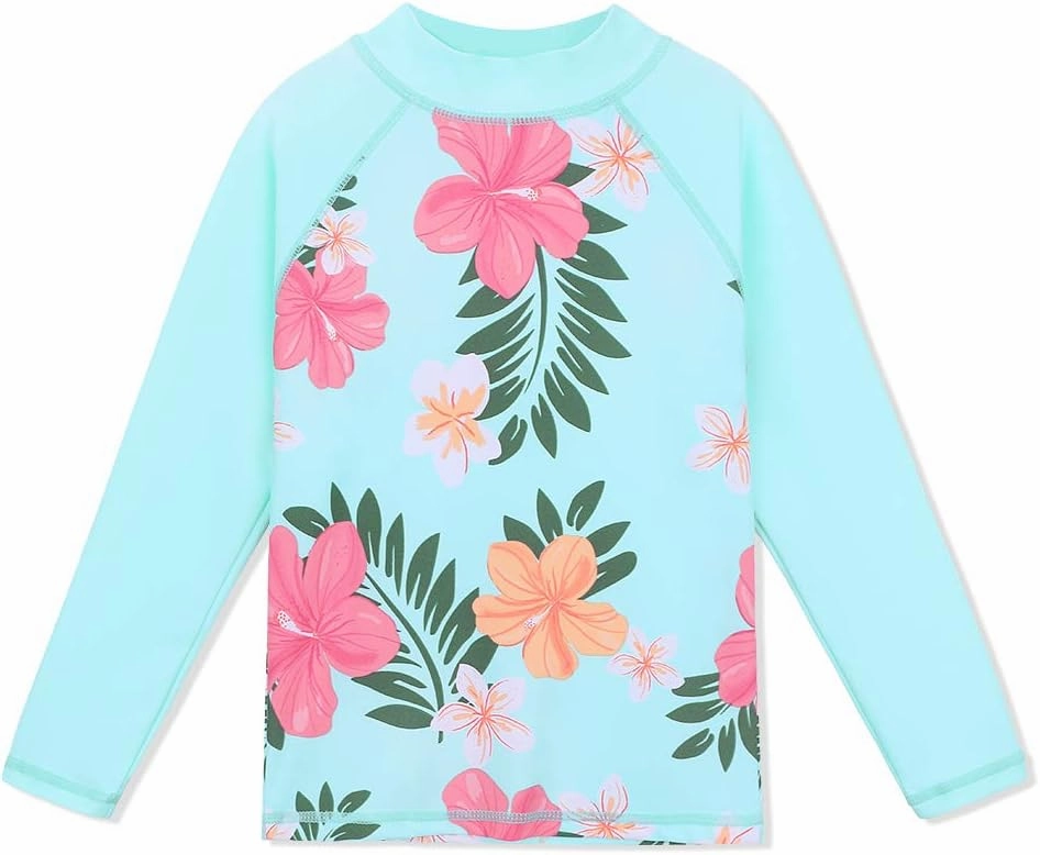TFJH E Girls Long Sleeve Swimsuit Two Piece Swimwear 3-12 Years UPF 50  Sunsuits