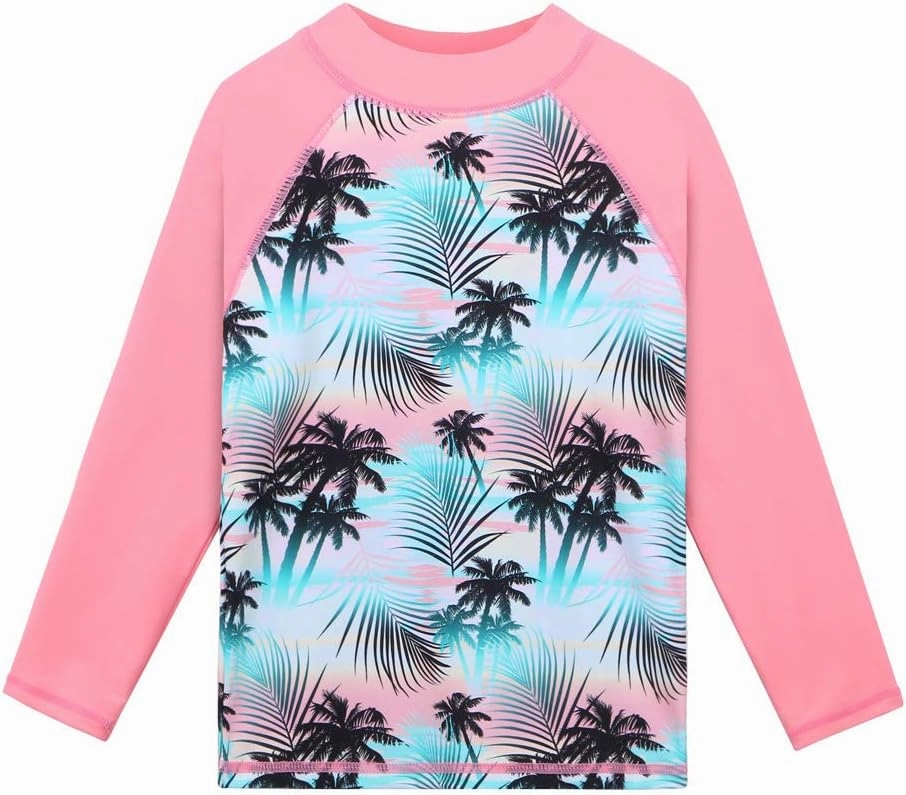 TFJH E Girls Long Sleeve Swimsuits Skirt 2-Pieces Rash Guard Set Sun Protection UV 50 
