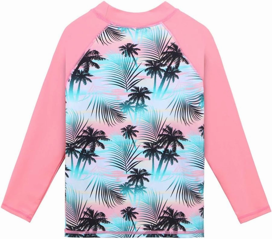 TFJH E Girls Long Sleeve Swimsuits Skirt 2-Pieces Rash Guard Set Sun Protection UV 50 