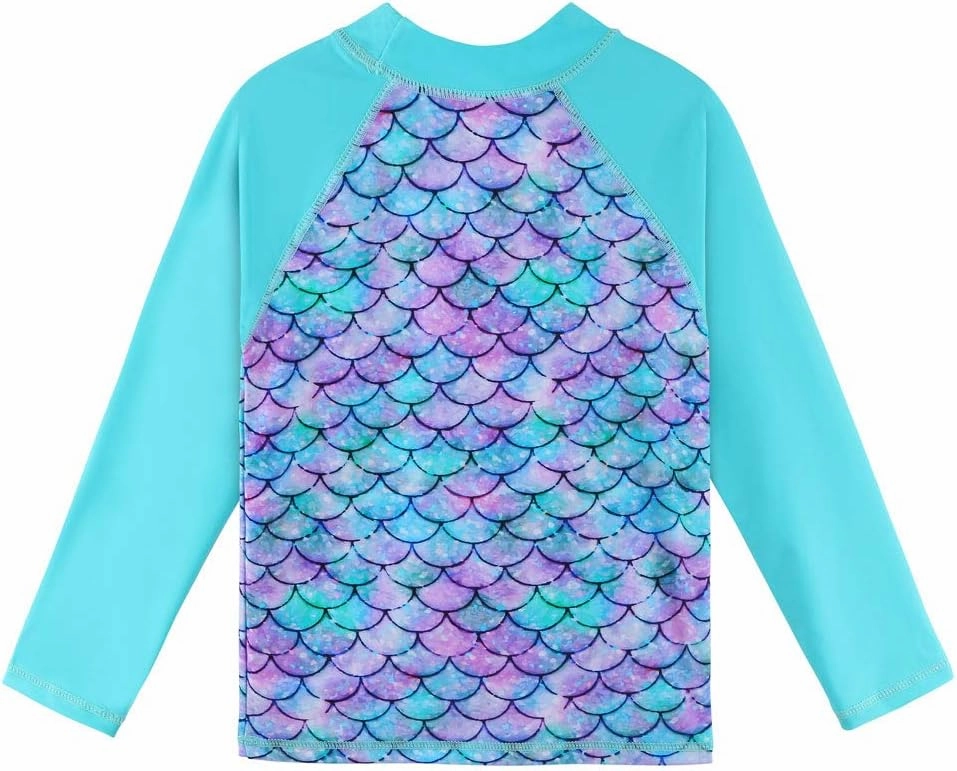 TFJH E Girls Long Sleeve Swimsuits Skirt 2-Pieces Rash Guard Set Sun Protection UV 50 