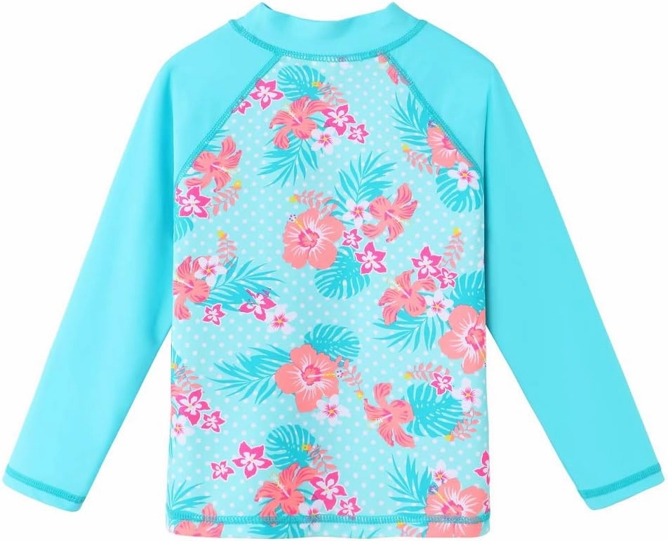 TFJH E Girls Long Sleeve Swimsuits Skirt 2-Pieces Rash Guard Set Sun Protection UV 50 