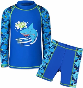 TFJH E Kids Boys UPF 50  UV Swimwear Sun Protective Long Sleeve Two Piece Swimsuit