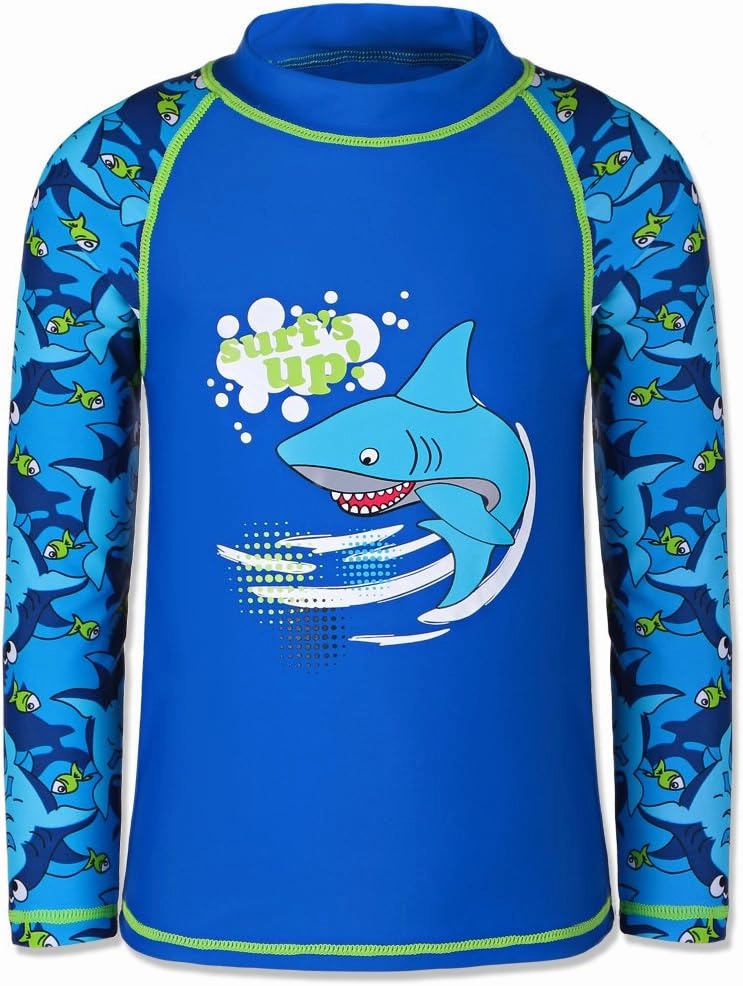 TFJH E Kids Boys UPF 50  UV Swimwear Sun Protective Long Sleeve Two Piece Swimsuit
