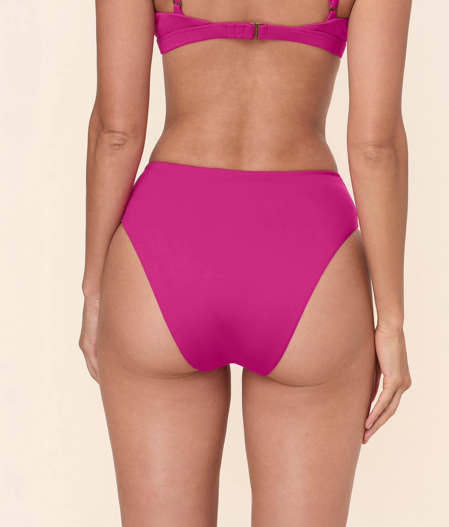 The 90s High Waist Bikini Bottom - Eco Nylon - Fuchsia