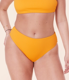 The 90s High Waist Bikini Bottom - Wide Rib - Tangerine