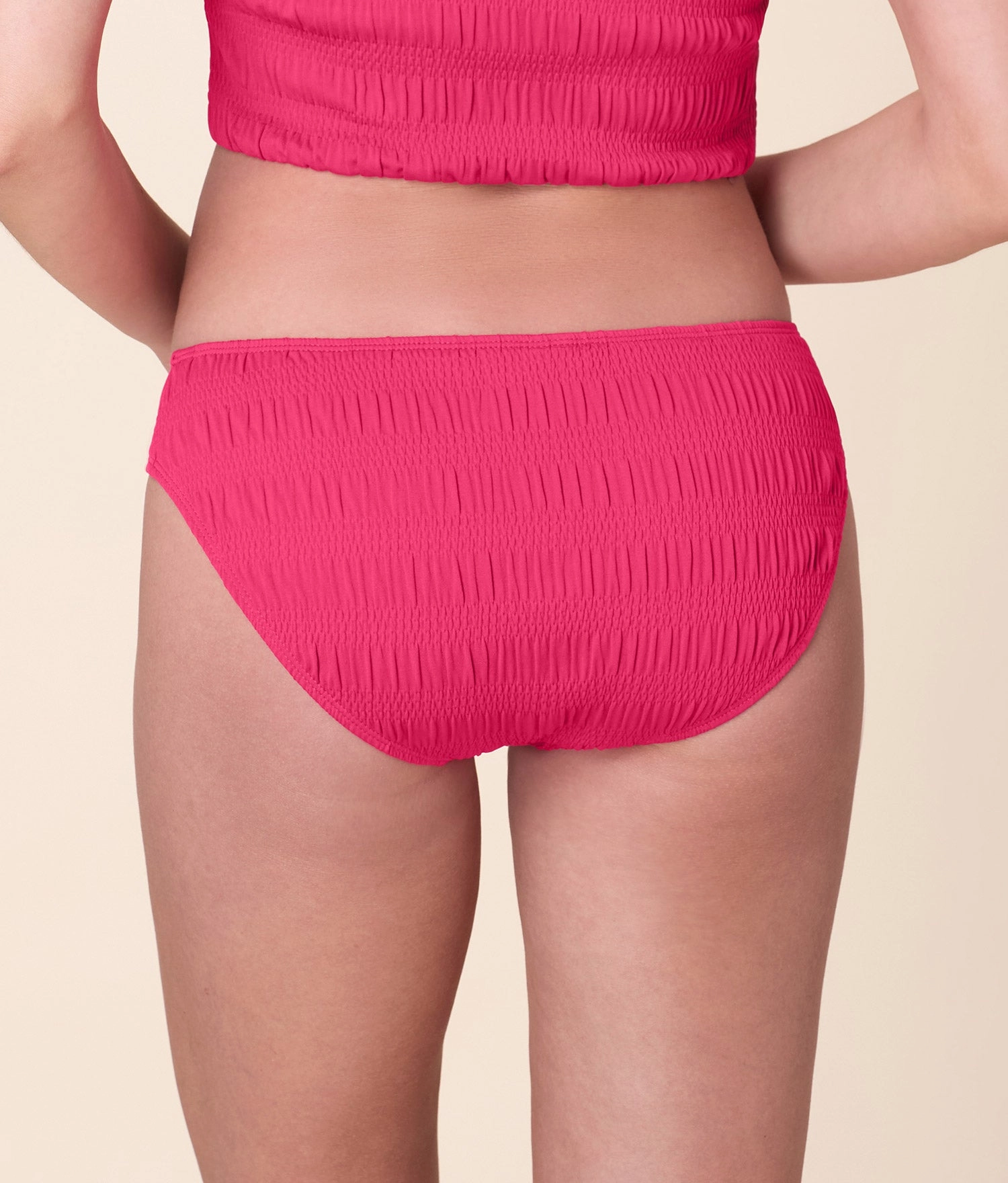 The Classic Bikini Bottom - Smocked - Bright Begonia