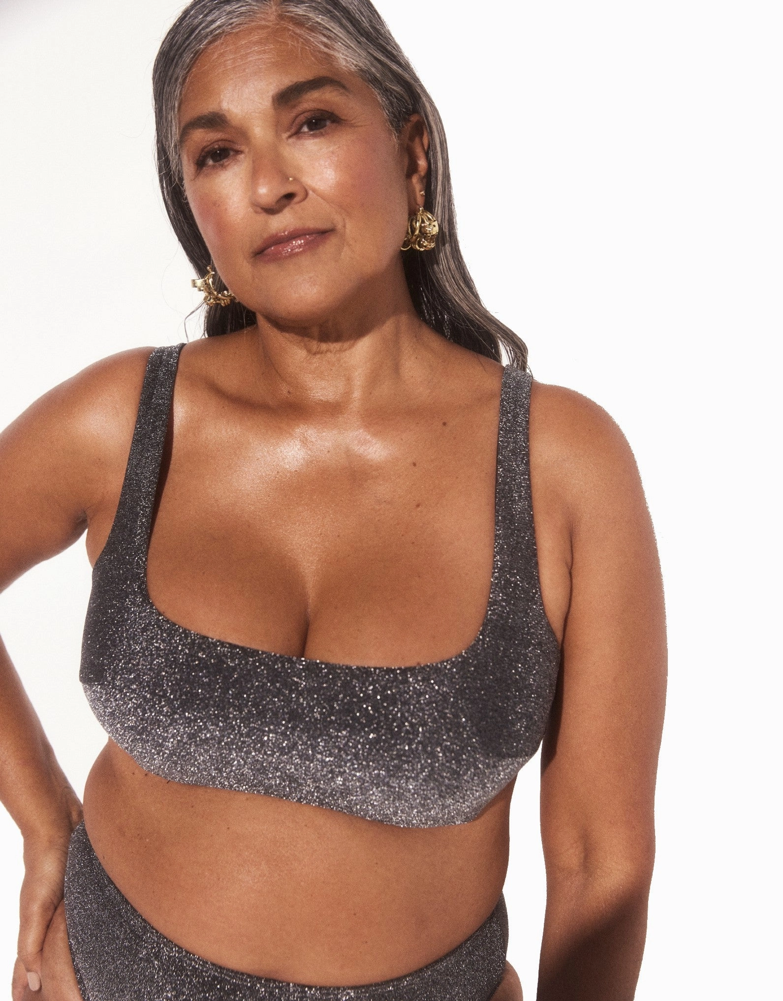 The Crop Underwire Bikini Top Glitter, D-G Cup