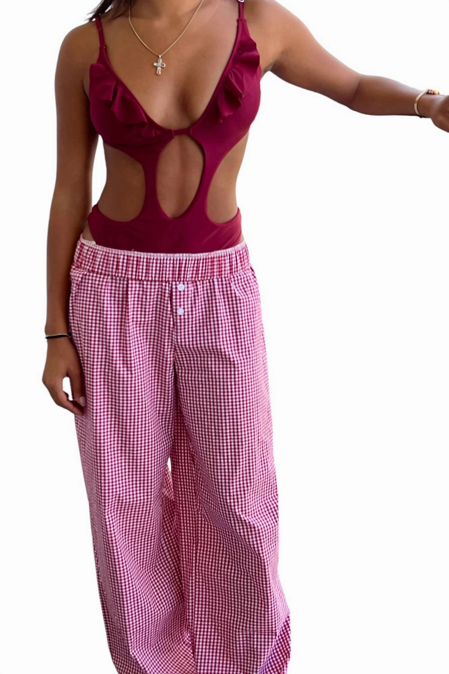 The Merlot One Piece In Dark Red