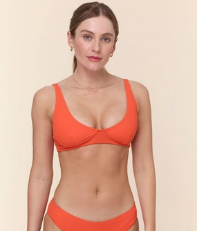 The Mila Bikini Top - Eco Ribbed - Vermillion