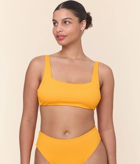 The Rye Bikini Top - Wide Rib - Tangerine