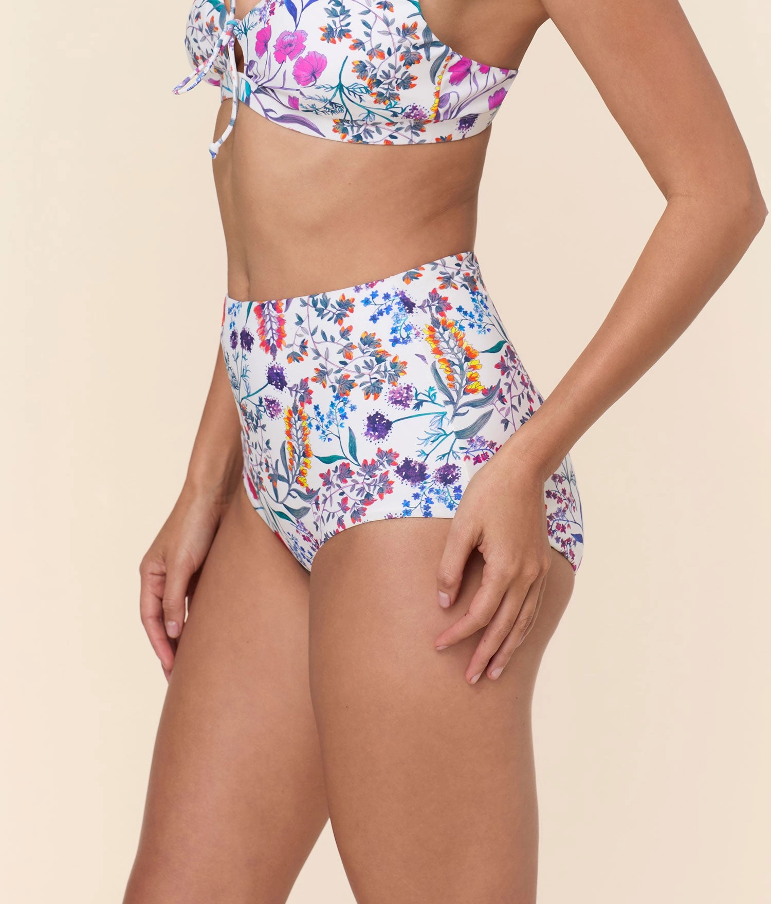 The Super High Waist Bikini Bottom - Eco Nylon - Botanical Floral