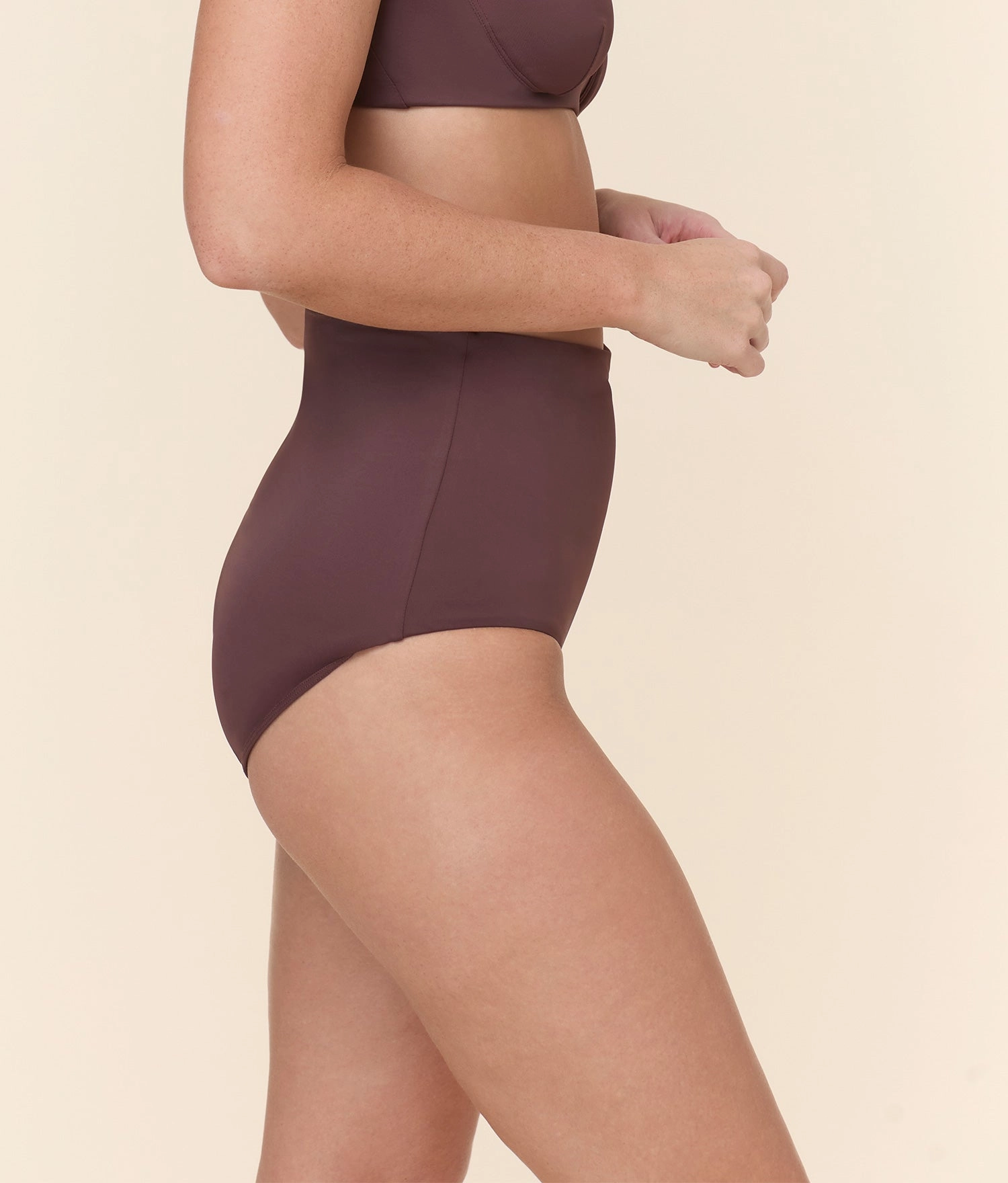 The Super High Waist Bikini Bottom - Eco Nylon - Mink