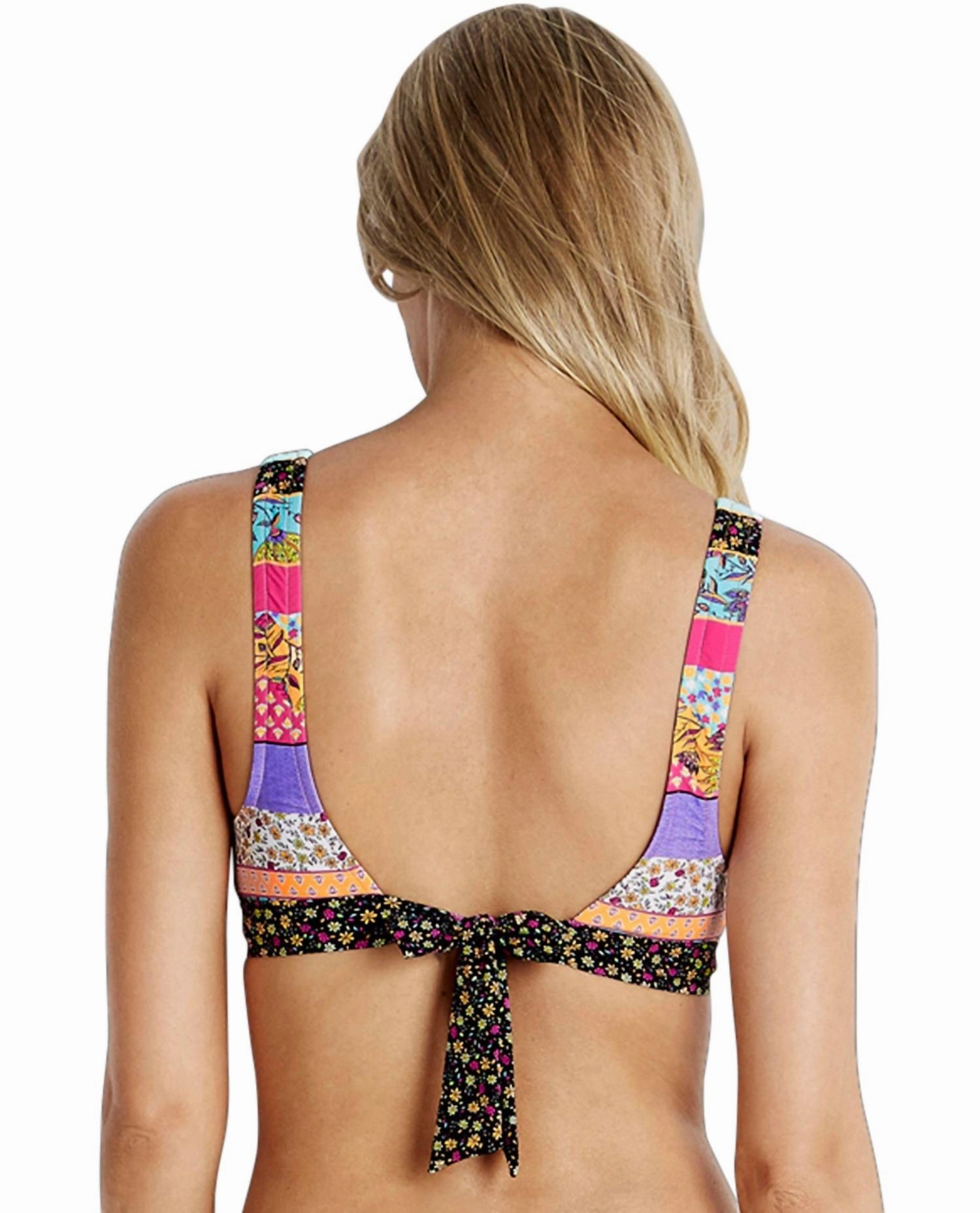 Tie Back Bralette Bikini Top In Sea Caribbean Kool
