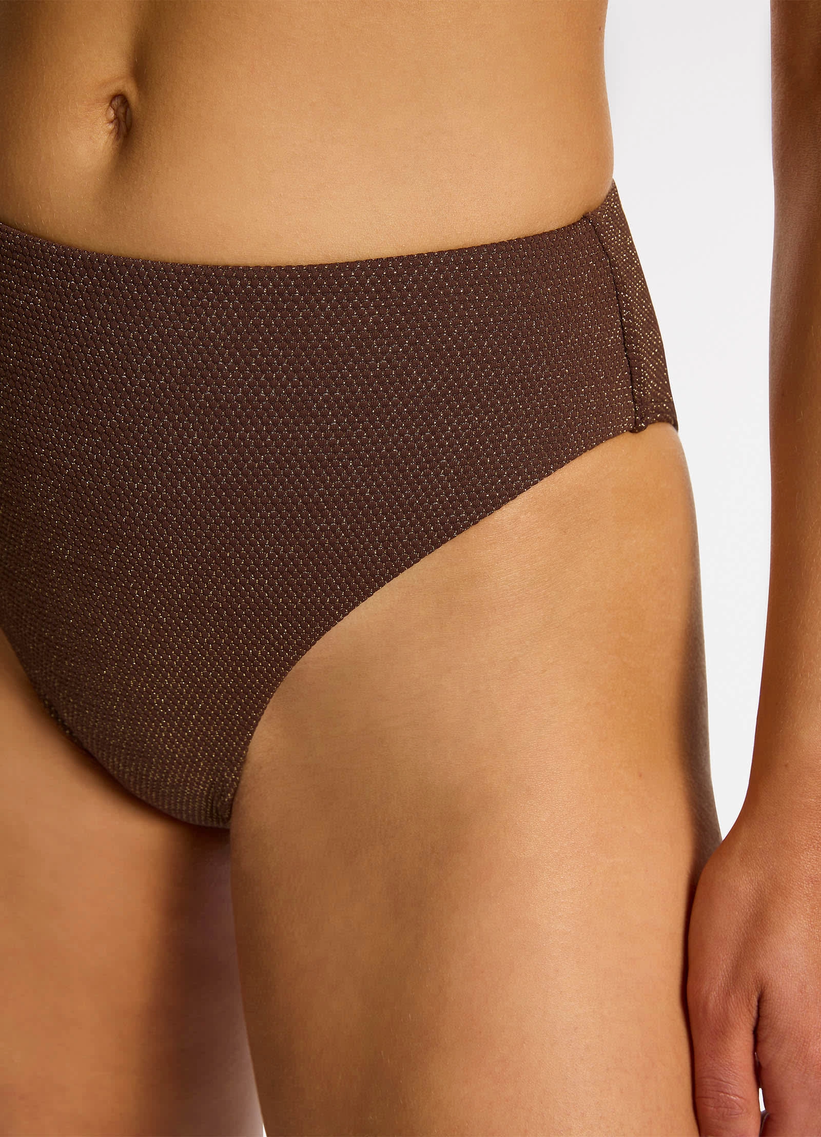 Tirari Nights High Waist High Leg Bikini Bottom - Chocolate