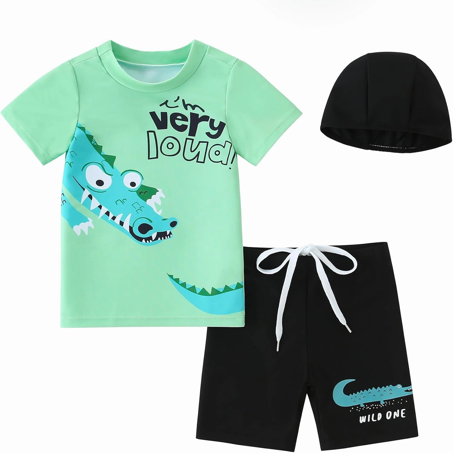 Toddler Boy Swimsuit 3 Piece Boys Swim Set Short Sleeve Boys Swim Shirt Boys Swim Trunks Rash Guard Bathing Suits