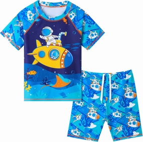 Toddler Boy Swimsuit Kids Swimsuit Boys Two Pieces Shark Swimsuit Toddler Rash Guard and Trunk