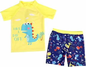 Toddler Boys Swim Set Cute 2t Swimsuit Boy Dinosaur Bathing Suit Short Sleeve 3t Swimming Suits