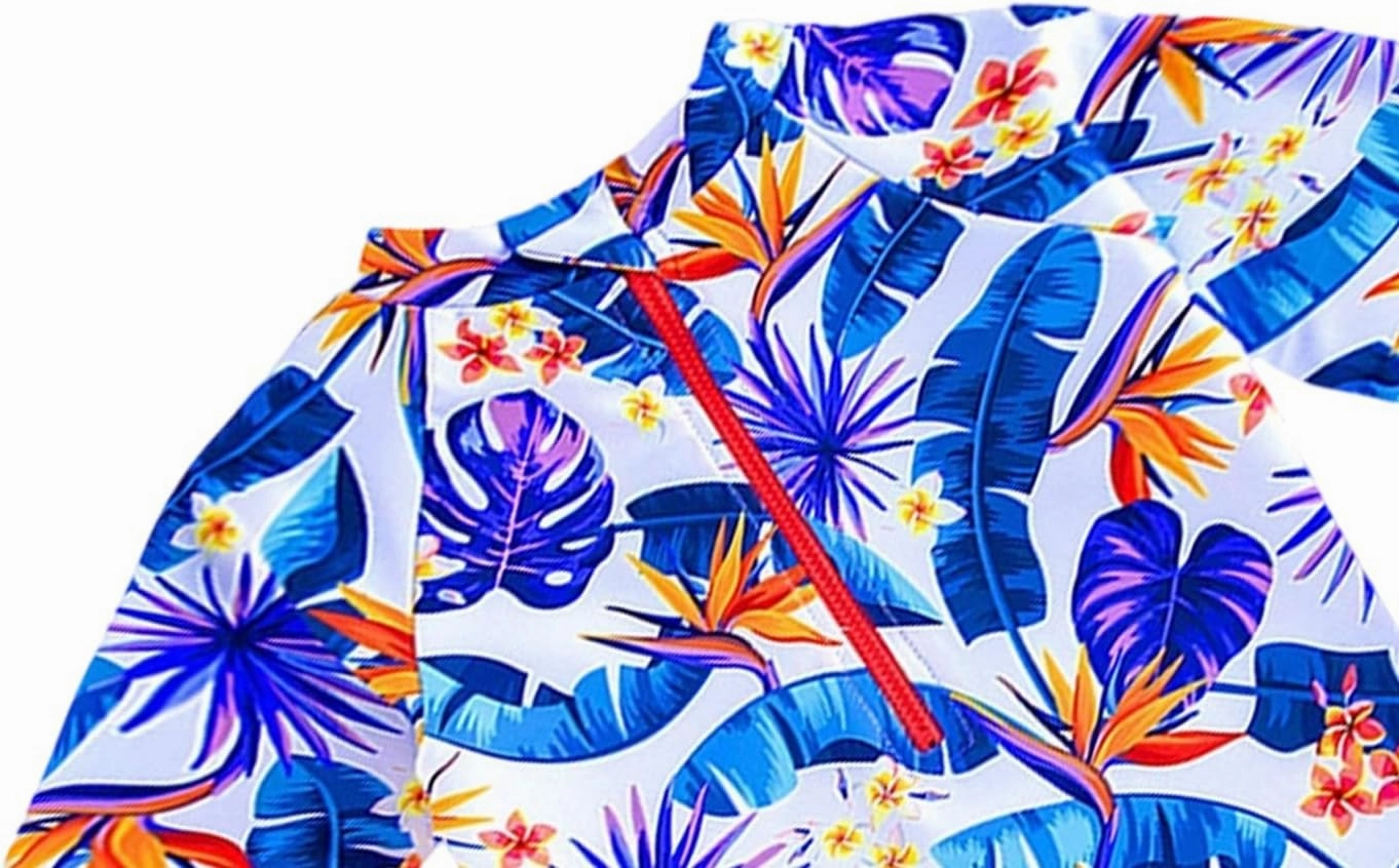 Toddler Girl Swimsuit One Piece Rash Guard Bathing Suit Little Girls Short Sleeve Quick Dry Swimwear 1-7 Years