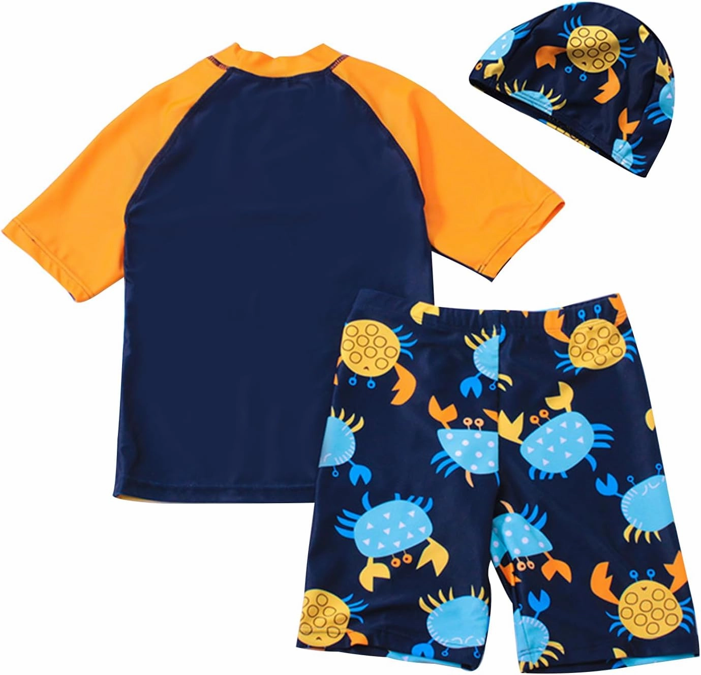 Toddler Swimsuit Boy 3 Piece Boys Swim Set Short Sleeve Boys Swim Shirt Boy Swim Trunks Rash Guard Bathing Suits
